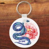 彼の彼女のヘビのバラは結婚式の贈り物をパーソナライズ キーホルダー (正面)