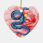 彼の彼女のヘビのバラ結婚披露宴のギフトを個人化します セラミックオーナメント (裏面)