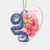 彼の彼女のヘビのバラ結婚披露宴のギフトを個人化します セラミックオーナメント (左)
