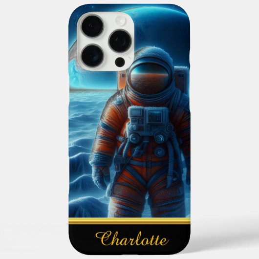 彼の後ろの宇宙スーツの地球の宇宙飛行士 Case-Mate iPhoneケース (裏面)