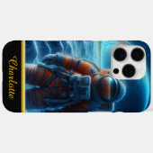 彼の後ろの宇宙スーツの地球の宇宙飛行士 Case-Mate iPhoneケース (裏面 (横))