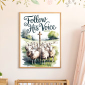 彼の後を追声クリスチャン子供部屋&キッズウォールアート ポスター