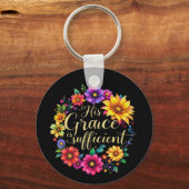 彼の恵みは聖書インスパイアの聖句に十分だ キーホルダー (正面)