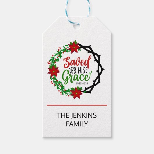 彼の恵救みクリスマスのリースで ギフトタグ (正面)