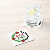 彼の恵救みクリスマスのリースで スクエアペーパーコースター (インサイチュ)