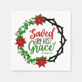 彼の恵救みクリスマスのリースで スタンダードカクテルナプキン (正面)