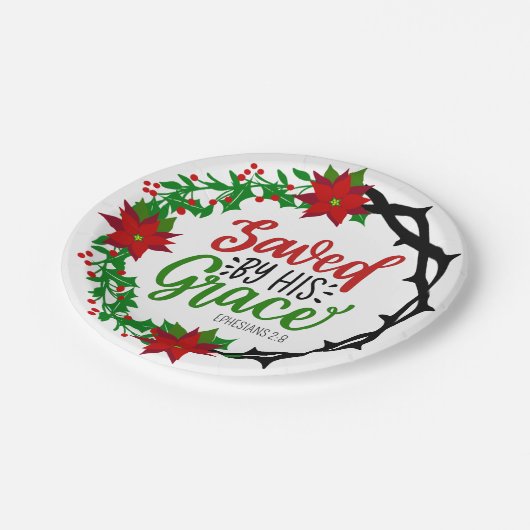 彼の恵救みクリスマスのリースで ペーパープレート (アングル)