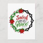 彼の恵救みクリスマスのリースで ポストカード (正面)