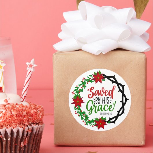 彼の恵救みクリスマスのリースで ラウンドシール (パーティー)