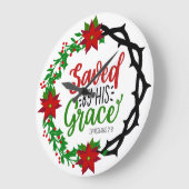 彼の恵救みクリスマスのリースで ラージ壁時計 (傾斜)