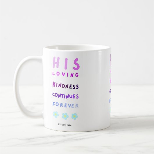 彼の愛する優しさは永遠に続く、イエス コーヒーマグカップ (左)