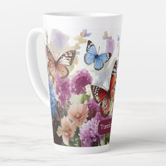 彼の愛と蝶によって変わった カフェラテマグ (左アングル)