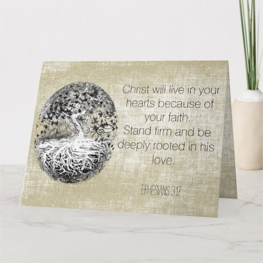 彼の愛に深く根ざして キリスト教 ありがとう サンキューカード (正面)
