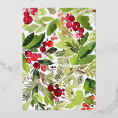 彼の愛の不思議 マルチ写真 緑 赤い実 箔シーズンカード (裏面)