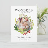 彼の愛の水彩画の冬のリースの驚異 サンキューカード (スタンド正面)