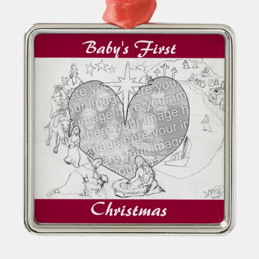 彼の愛の腕で包まれた メタルオーナメント (正面)