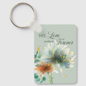 彼の愛は永遠に耐える詩編136聖なる書物、 経典グリーン キーホルダー (正面)