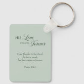 彼の愛は永遠に耐える詩編136聖なる書物、 経典グリーン キーホルダー (裏面)