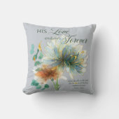 彼の愛は永遠に耐える詩編136聖なる書物、 経典グレイ クッション (正面)