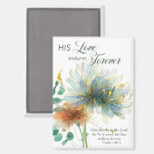 彼の愛は永遠に耐える詩編136聖なる書物、 経典ホワイト マグネット (正面/裏面)