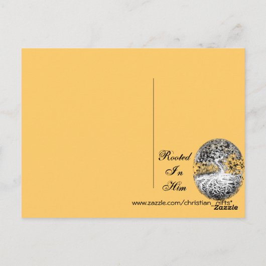 彼の愛エペソ3:17に根づいている ポストカード (裏面)