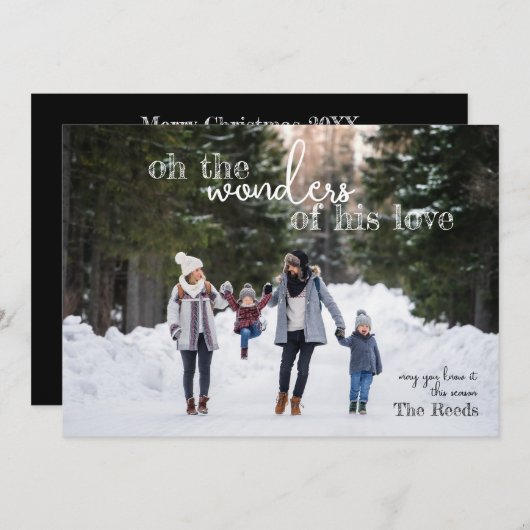 彼の愛疑問に思のクリスマスのカード4フォトブラック シーズンカード (正面/裏面)