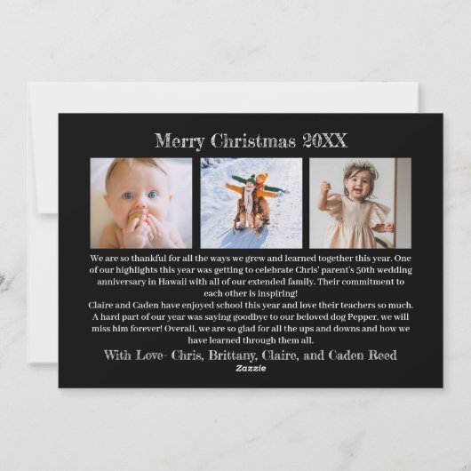 彼の愛疑問に思のクリスマスのカード4フォトブラック シーズンカード (裏面)