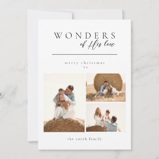 彼の愛疑問に思のクリスマス写真のミニマリスト シーズンカード (正面)