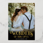 彼の愛疑問に思のブラックの金ゴールドの新しいクリスマス 箔シーズンカード (正面)