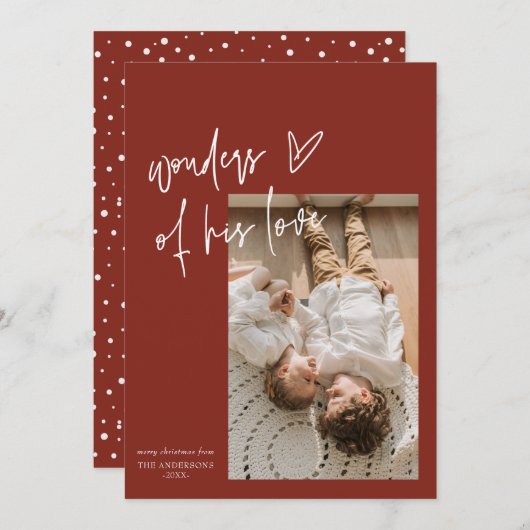 彼の愛疑問に思の一つの写真の宗教的なクリスマス シーズンカード (正面/裏面)