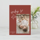 彼の愛疑問に思の一つの写真の宗教的なクリスマス シーズンカード (スタンド正面)