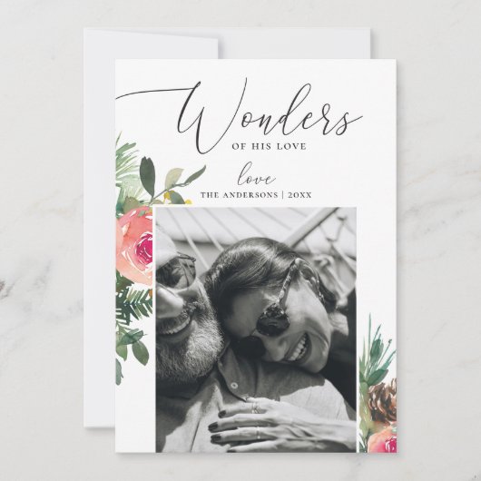 彼の愛疑問に思の信仰の花模様クリスマスの写真 シーズンカード (正面)