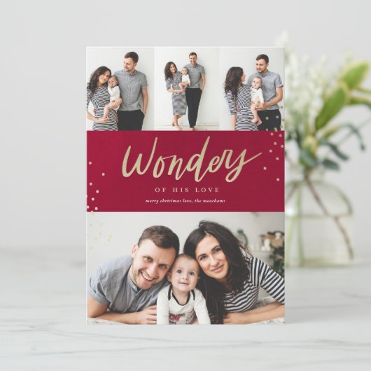 彼の愛疑問に思の写真のクリスマスの手書き シーズンカード (スタンド正面)