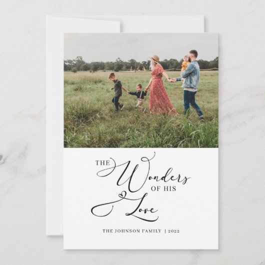 彼の愛疑問に思の写真のタイポグラフィモダン シーズンカード (正面)