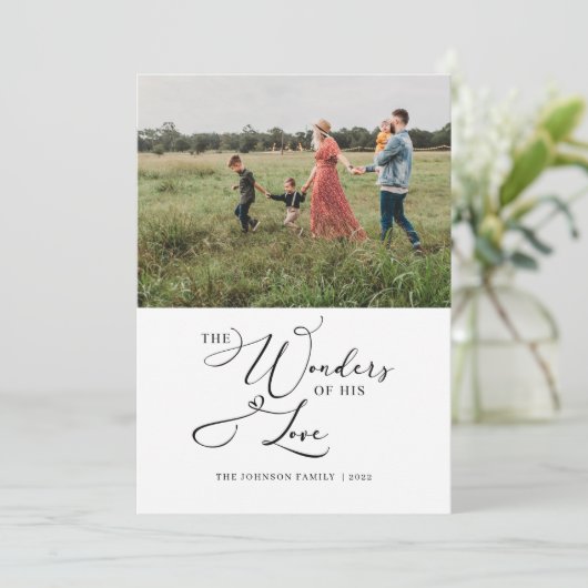 彼の愛疑問に思の写真のタイポグラフィモダン シーズンカード (スタンド正面)