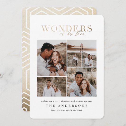 彼の愛疑問に思の写真の金ゴールドの幾何数々の的な サンキューカード (正面/裏面)