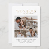 彼の愛疑問に思の写真の金ゴールドの幾何数々の的な サンキューカード (正面)