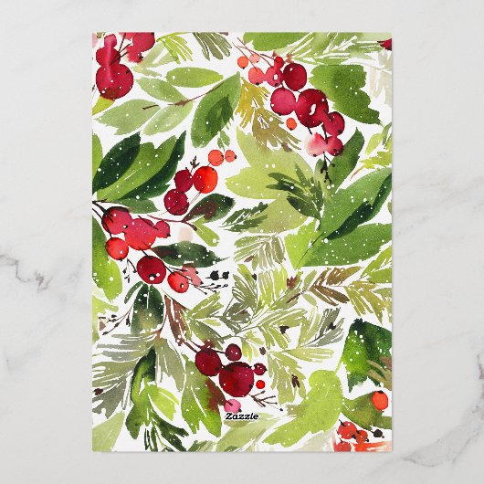 彼の愛疑問に思の写真数々の緑の赤い果実 箔シーズンカード (裏面)