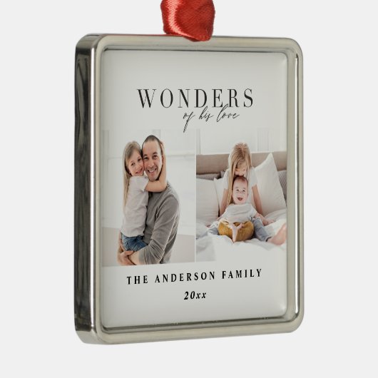 彼の愛疑問に思の宗教的なクリスマス メタルオーナメント (右)