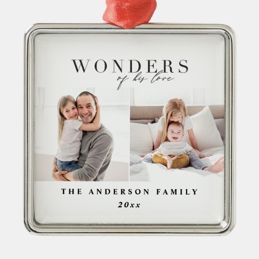 彼の愛疑問に思の宗教的なクリスマス メタルオーナメント (正面)