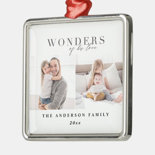 彼の愛疑問に思の宗教的なクリスマス メタルオーナメント (左)