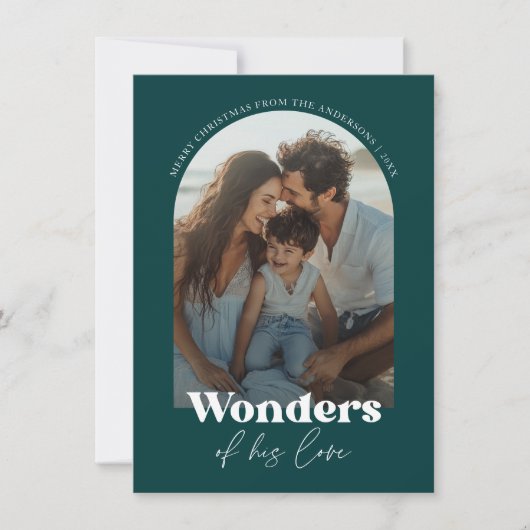 彼の愛疑問に思の宗教的なビーチのクリスマス シーズンカード (正面)