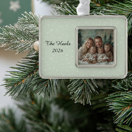 彼の愛疑問に思の聖降誕祭の飾り付けの緑 シルバープレートフレームオーナメント