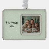 彼の愛疑問に思の聖降誕祭の飾り付けの緑 シルバープレートフレームオーナメント (正面)