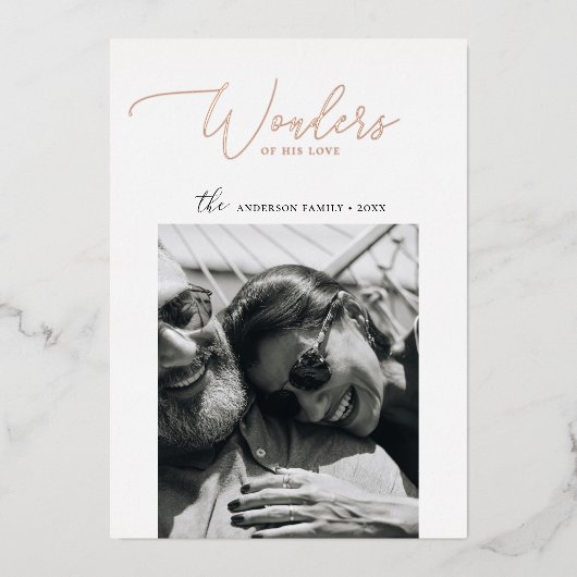 彼の愛疑問に思の | 金ゴールドエレガントのクリスマスフォト 箔シーズンカード (正面)