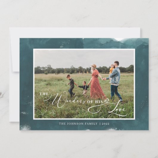 彼の愛疑問に思写真のティール（緑がかった色）クリスマス シーズンカード (正面)