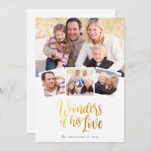 彼の愛疑問に思金の箔の写真コラージュの写真 シーズンカード (正面/裏面)