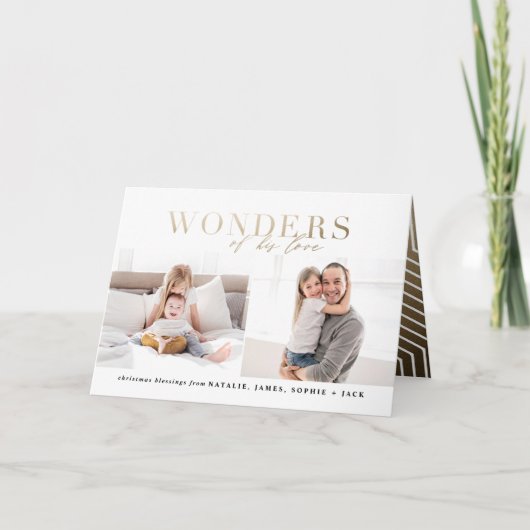 彼の愛疑問に思金ゴールドの宗教的な多重写真 カード (正面)