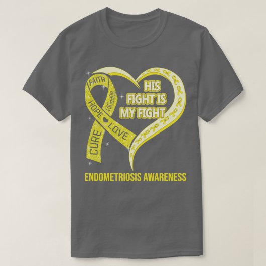 彼の戦いは私のファイトリボンハート子宮内膜症A Tシャツ (デザイン正面)