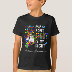 彼の戦いは私の息子の自閉症の意識をサポートする Tシャツ